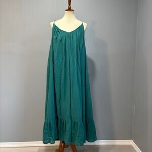 Teal Green Tiered Maxi Dress Flowy Boho Vacation resort, GAP women's Size XL